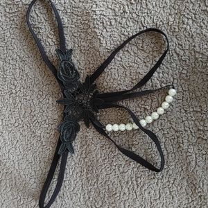 Sexy crotchless panties with pearl thong detail, size L, NWOT